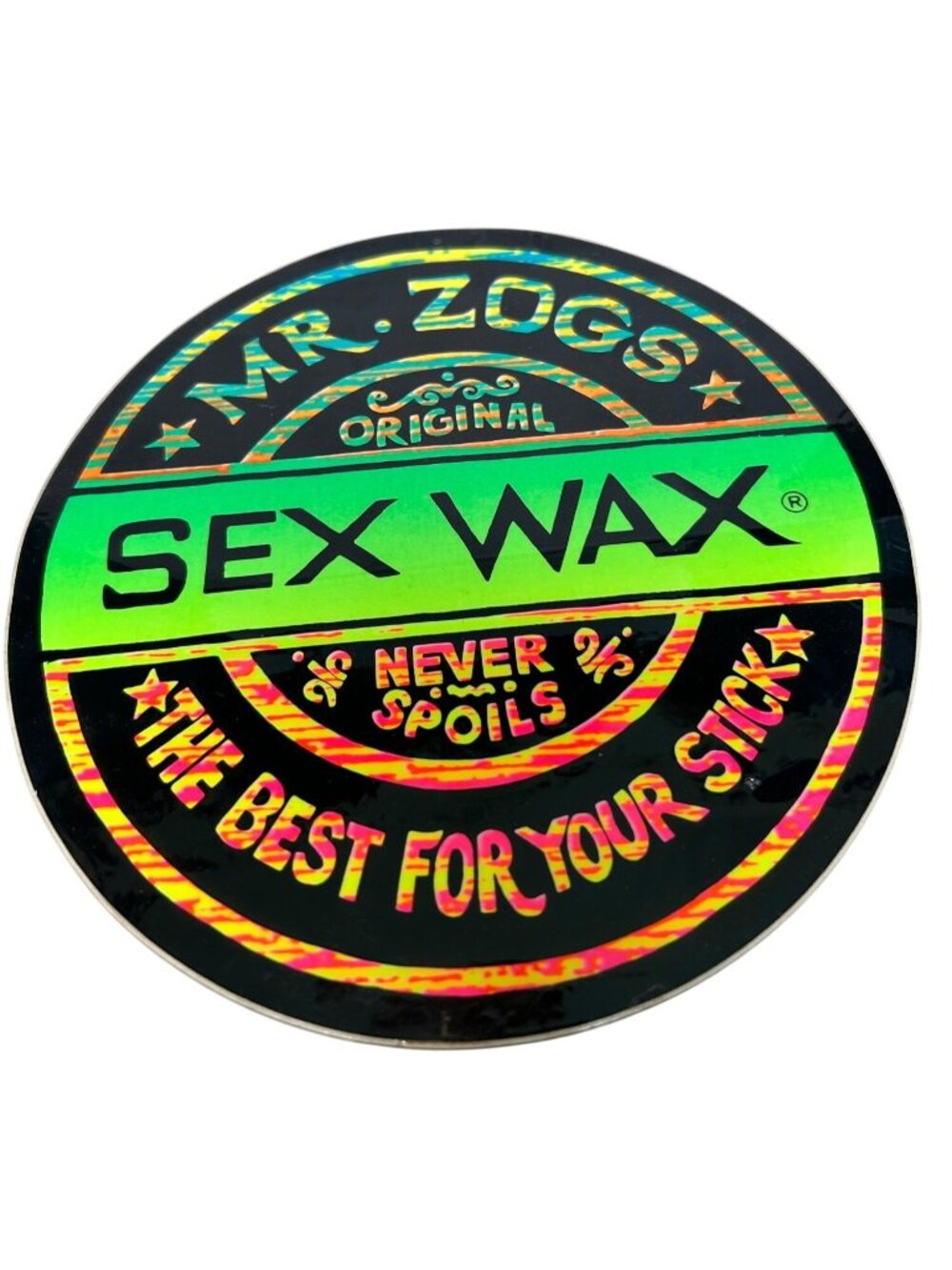 Mr. Zogs Original Sex Wax Holographic Sticker 7" Round Surfboard Decal VTG